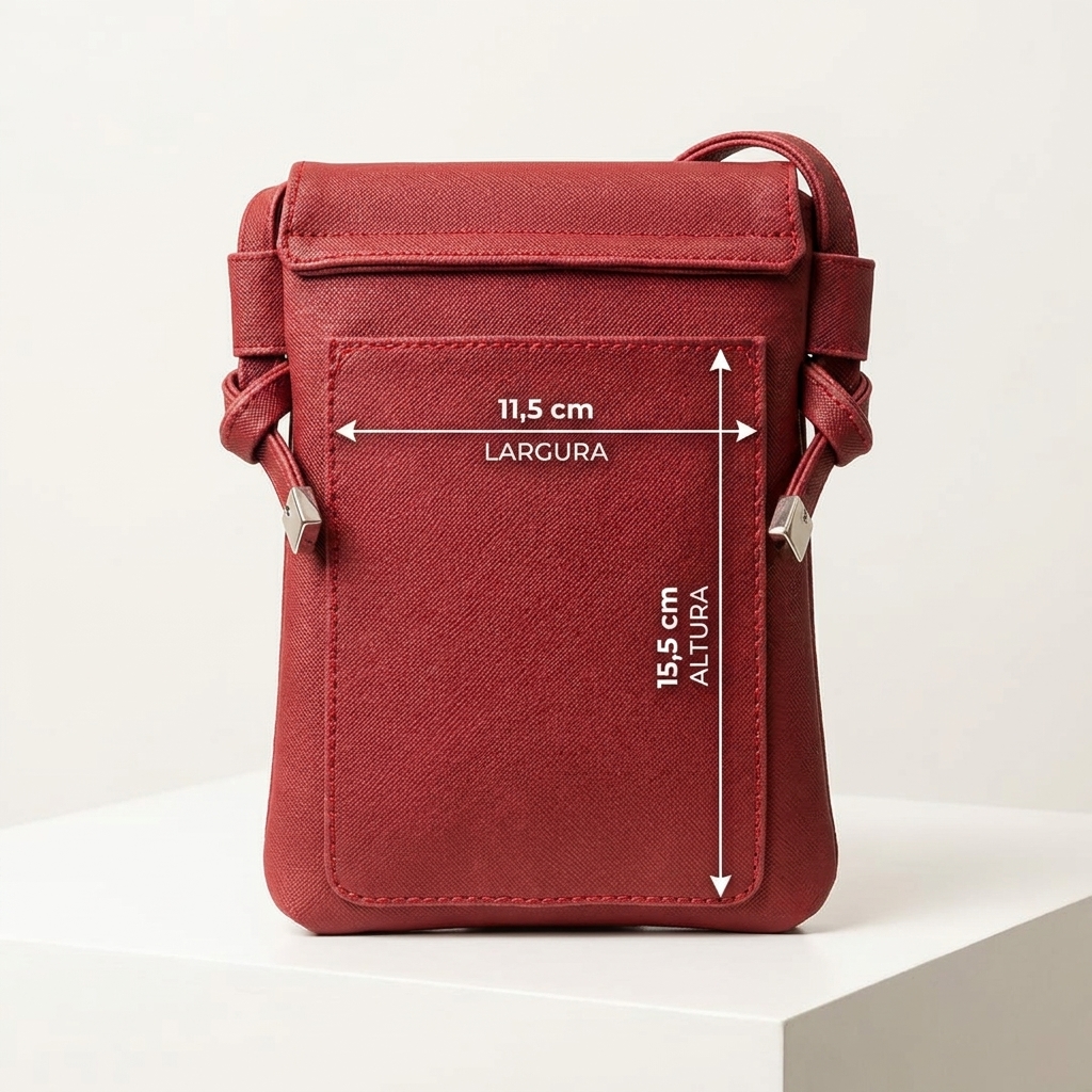 Bolsa tiracolo pequena porta celular vermelha